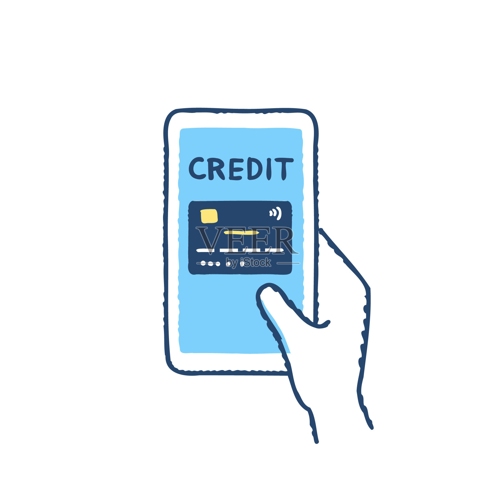 智能手机无现金支付信用卡支付插画图片素材