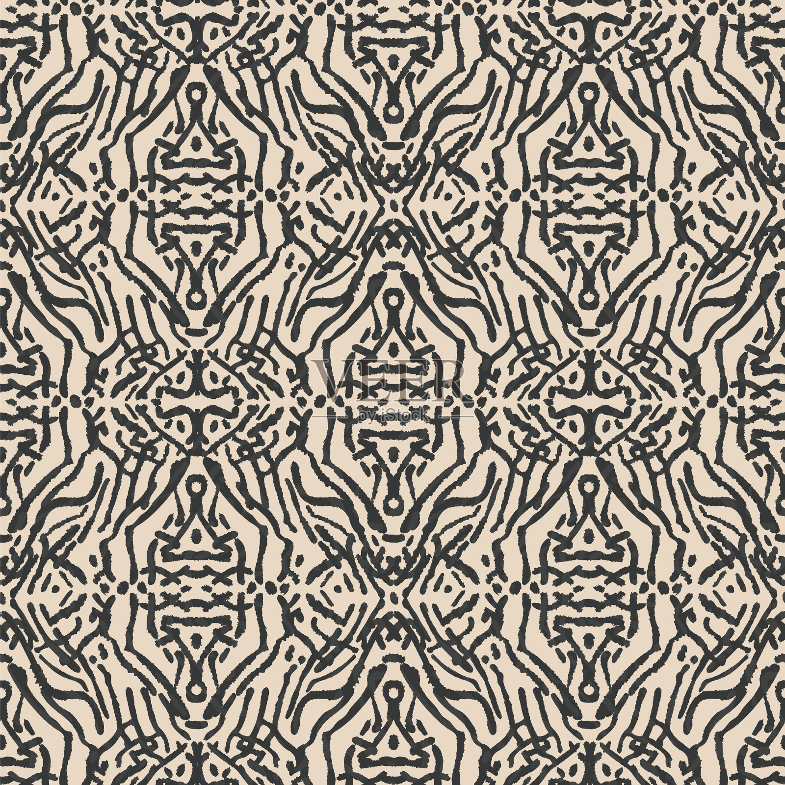 大胆的部落Ikat风格抽象无缝插画图片素材