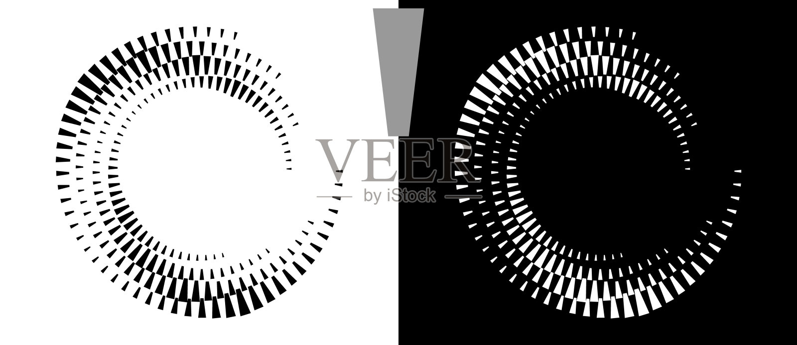 螺旋点背景与四边形。设计元素或图标。黑色的形状在白色的背景和相同的白色形状在黑色的一面。插画图片素材