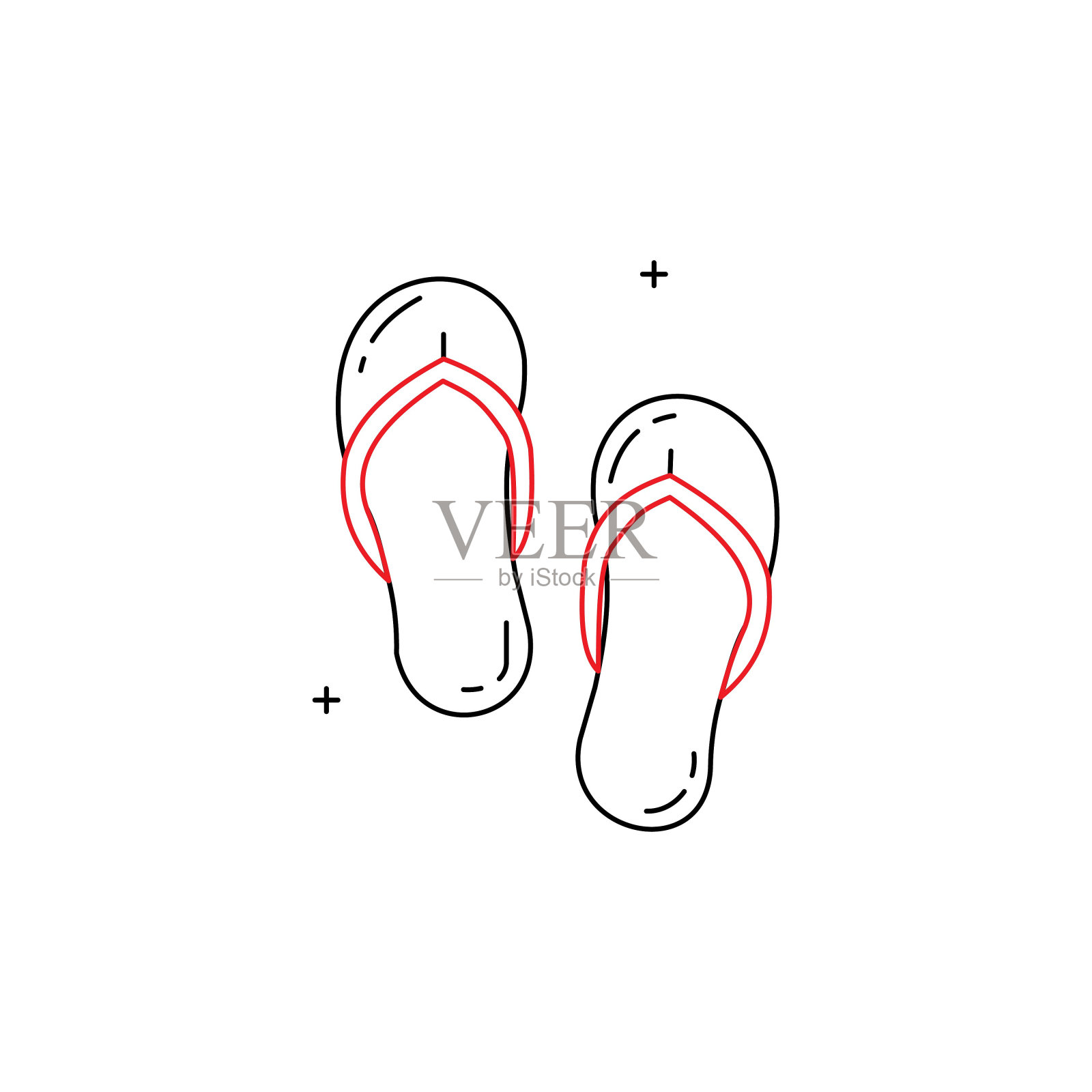 鞋类，沙滩凉鞋矢量图标设计插画图片素材