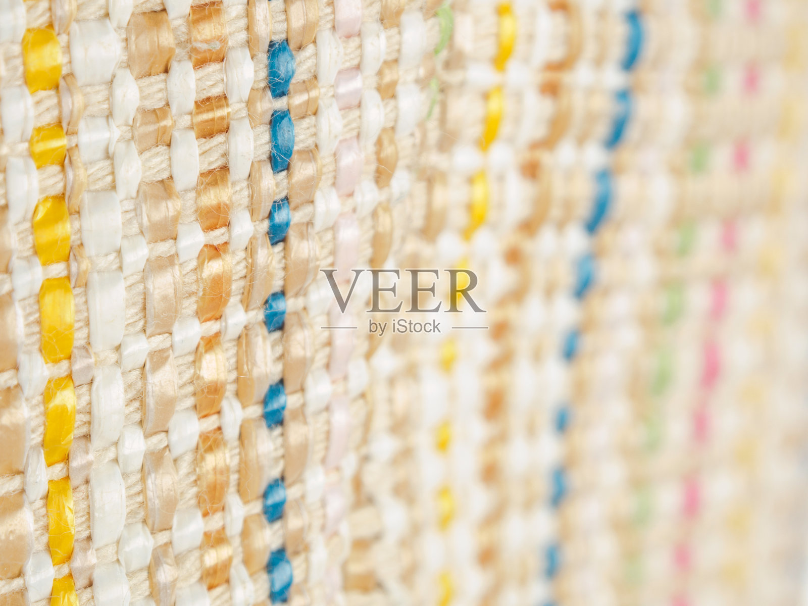 机织织物的纤维材质色彩鲜艳，底色、选择性聚焦照片摄影图片