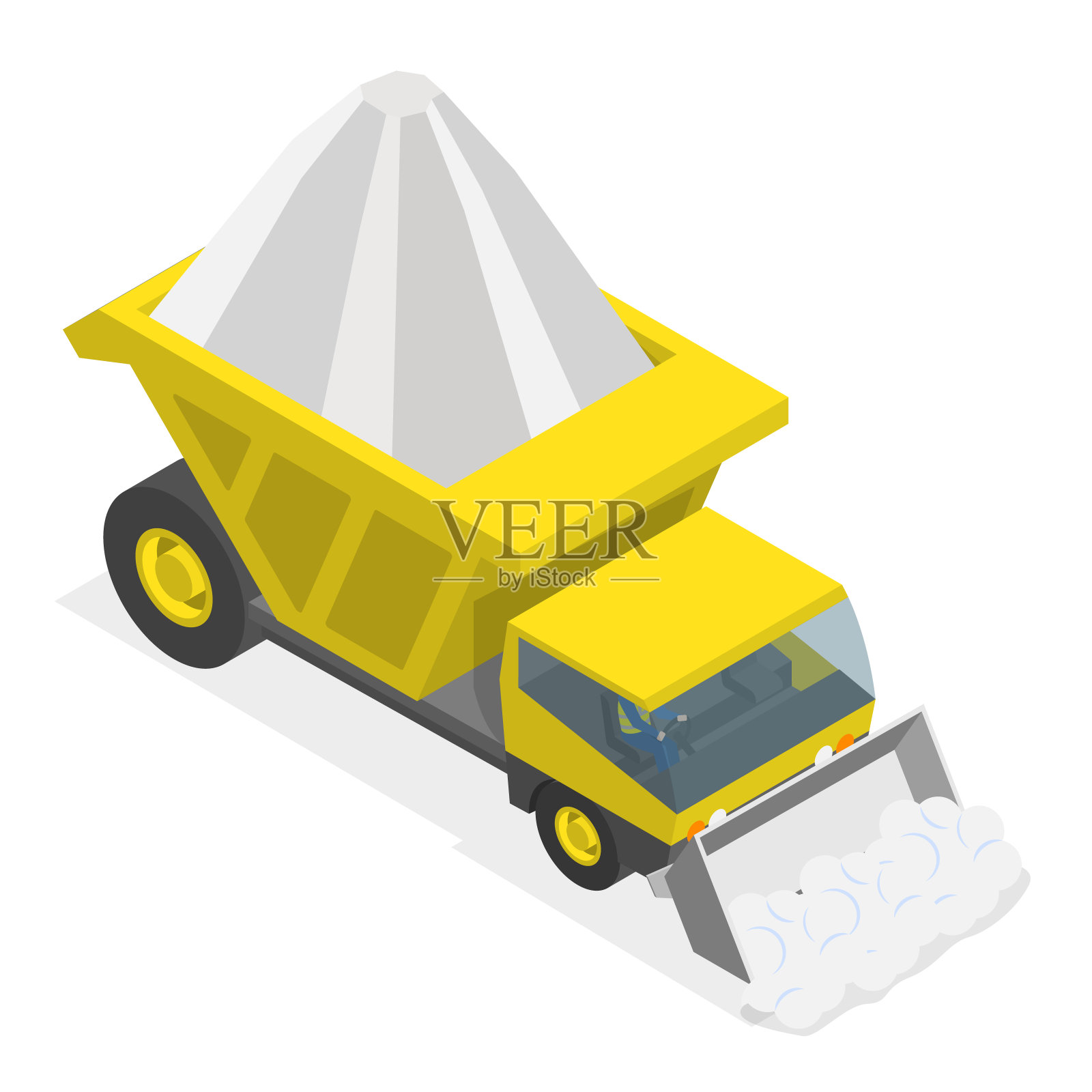 不同扫雪机的三维等距平面矢量集。第一项插画图片素材