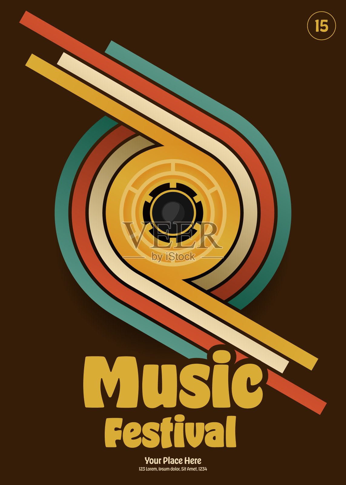 音乐节海报模板设计背景与复古盒式磁带插画图片素材