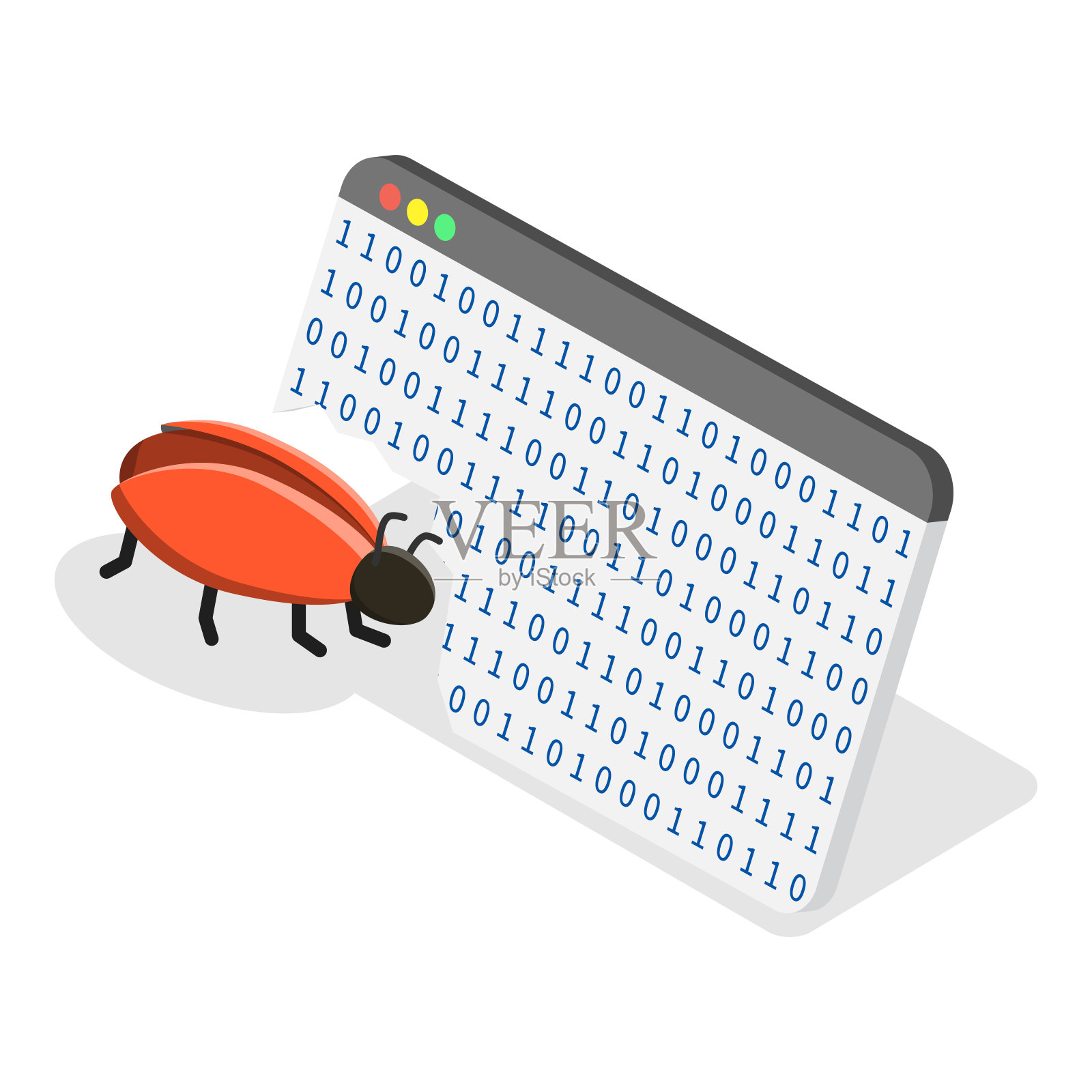 三维等距平面矢量集的黑客图标。8项插画图片素材