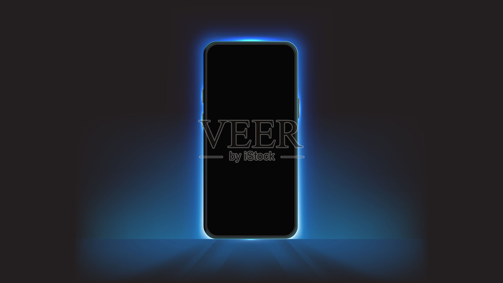 智能手机屏幕发光蓝光横幅。照明移动显示设计的横幅，壁纸，和豪华券插画图片素材