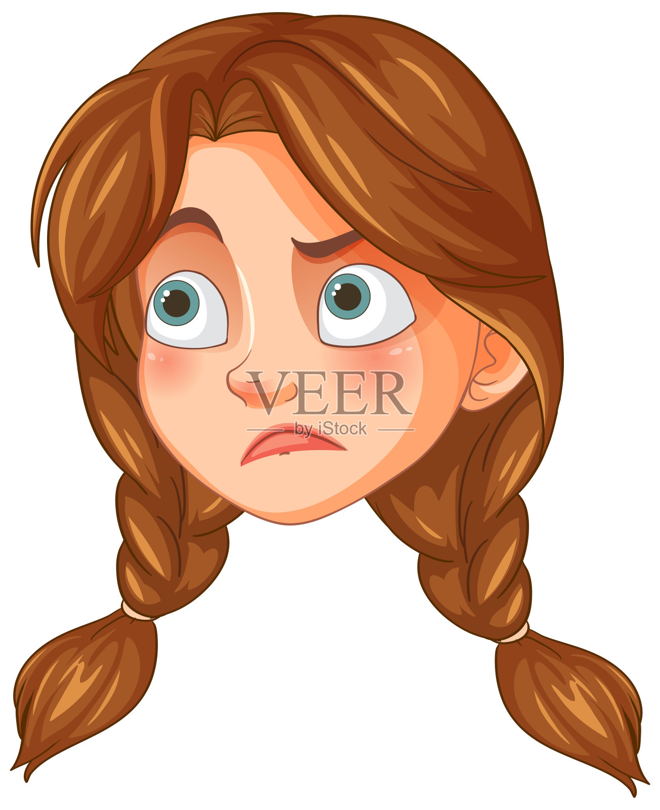 带着关切表情的女孩插画图片素材