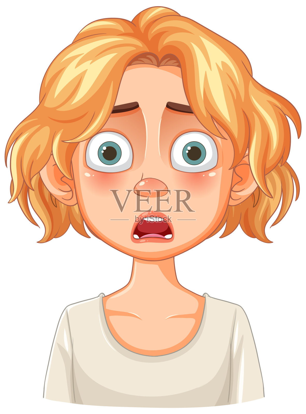 带着震惊表情的金发女郎插画图片素材