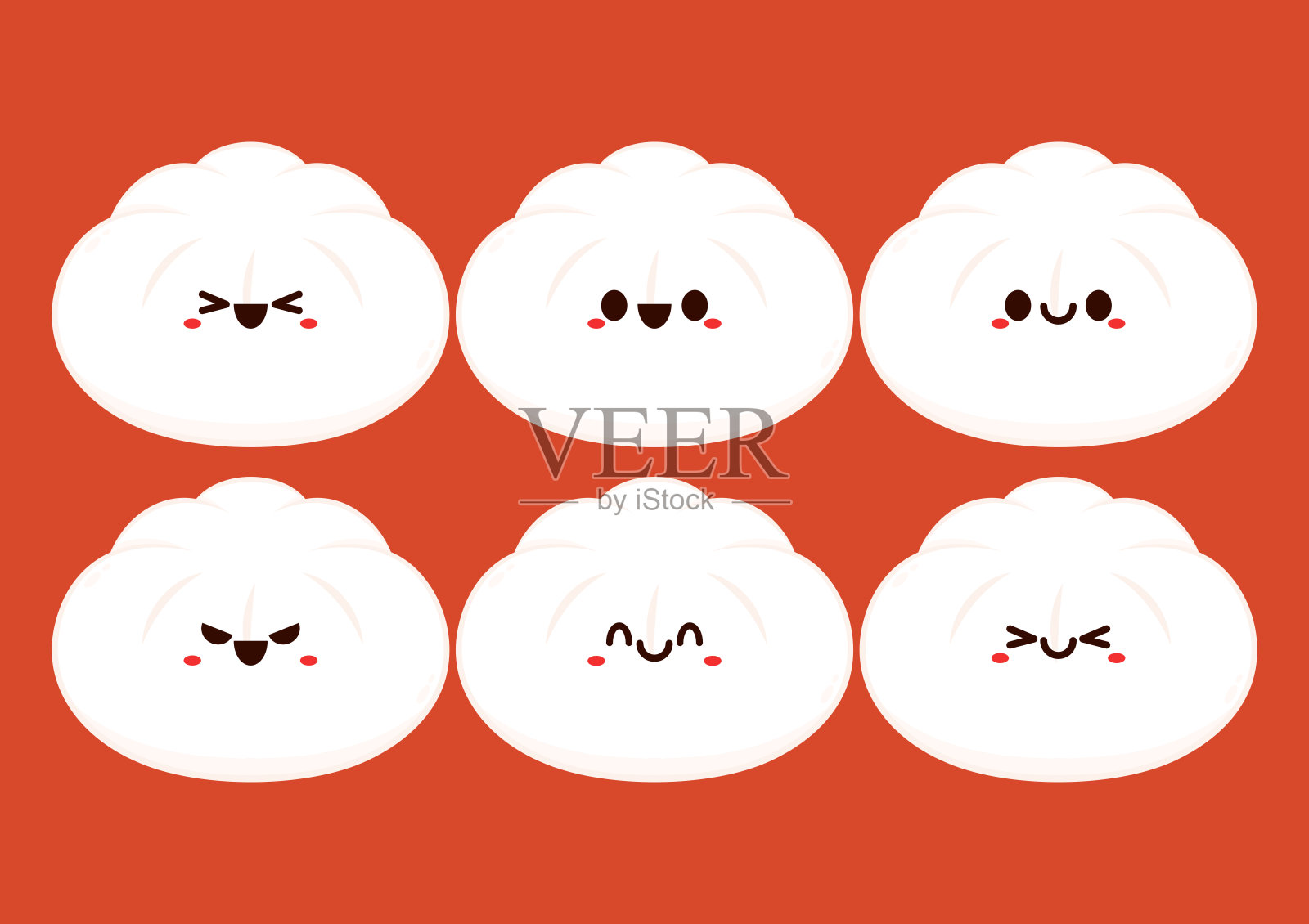 中国饺子的汉字设计。中国饺子是中国食物。宝卡通。插画图片素材