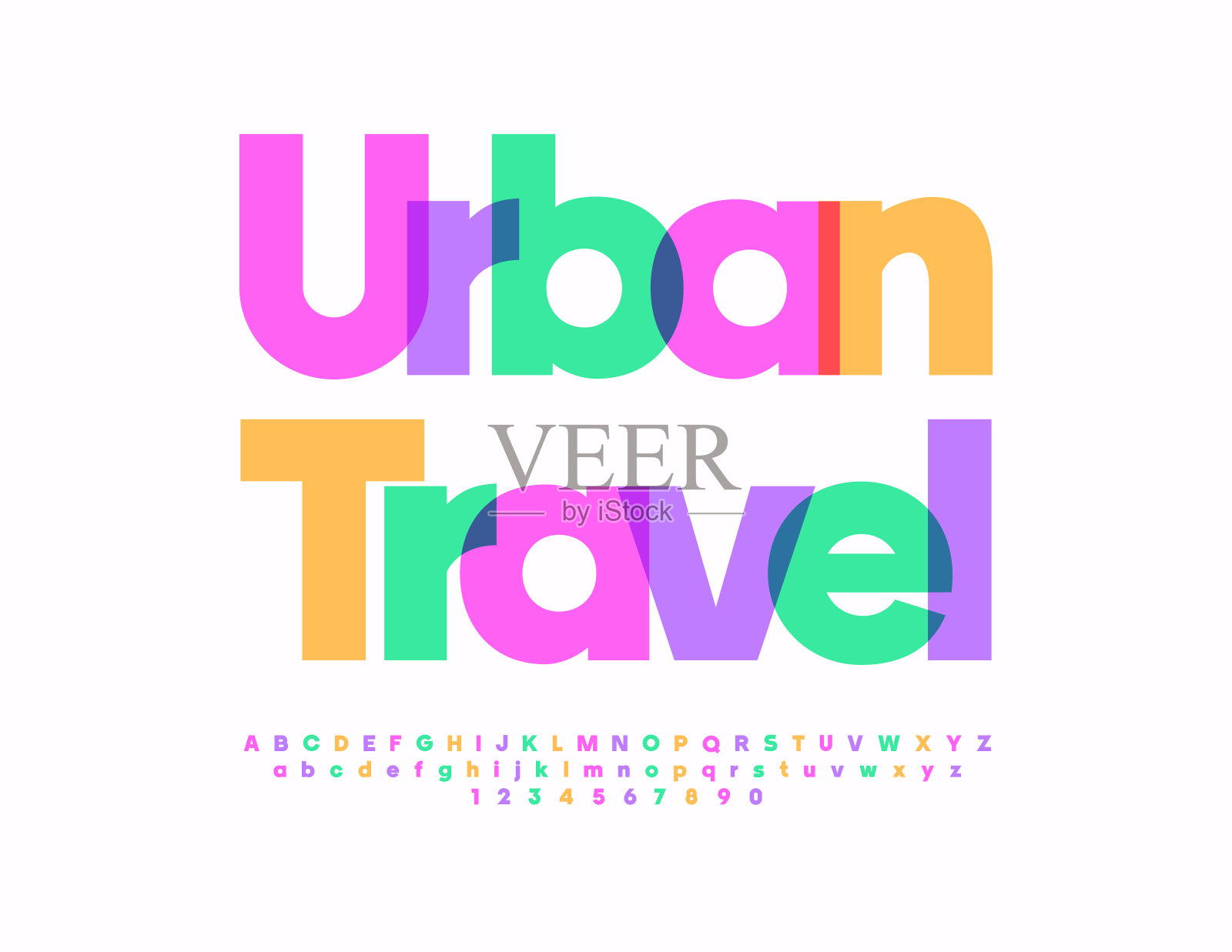 矢量旅游标志城市旅游。一套现代字母和数字插画图片素材