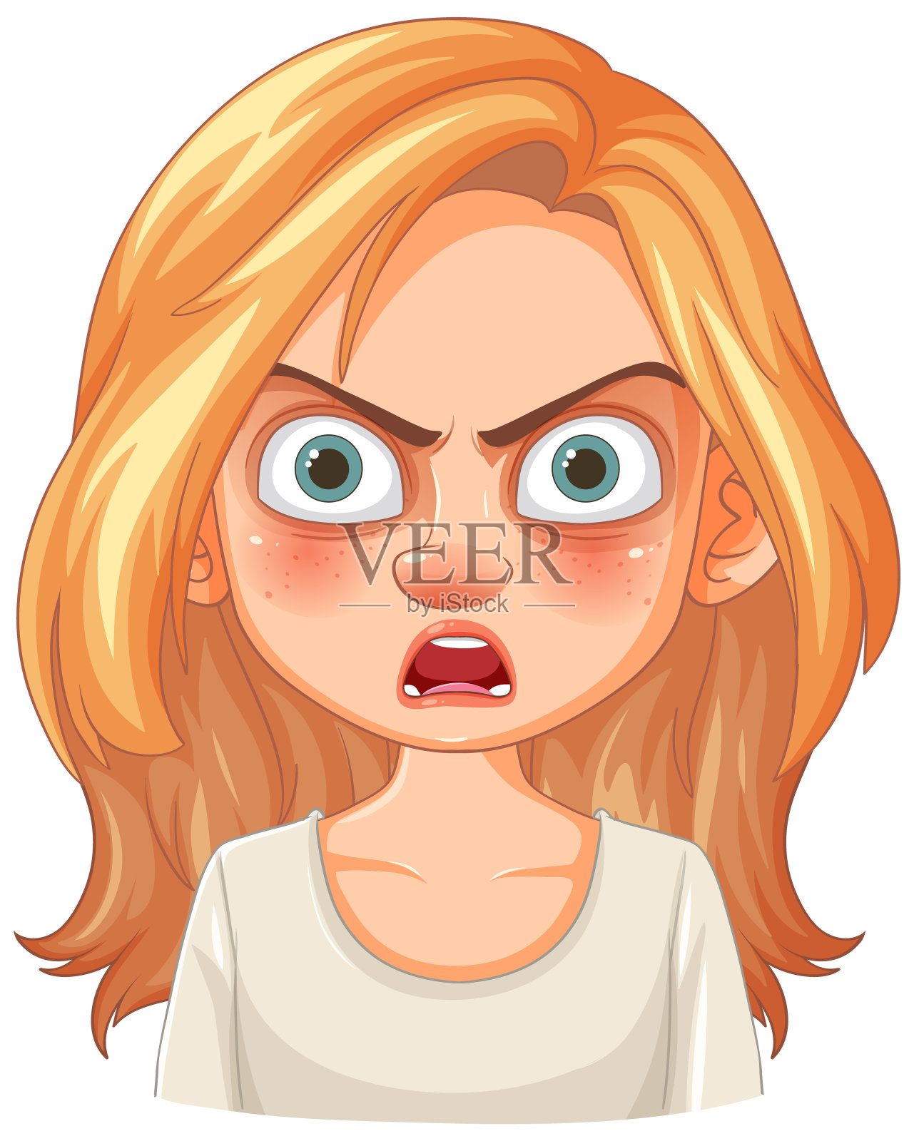 一个女人表达愤怒的插图插画图片素材