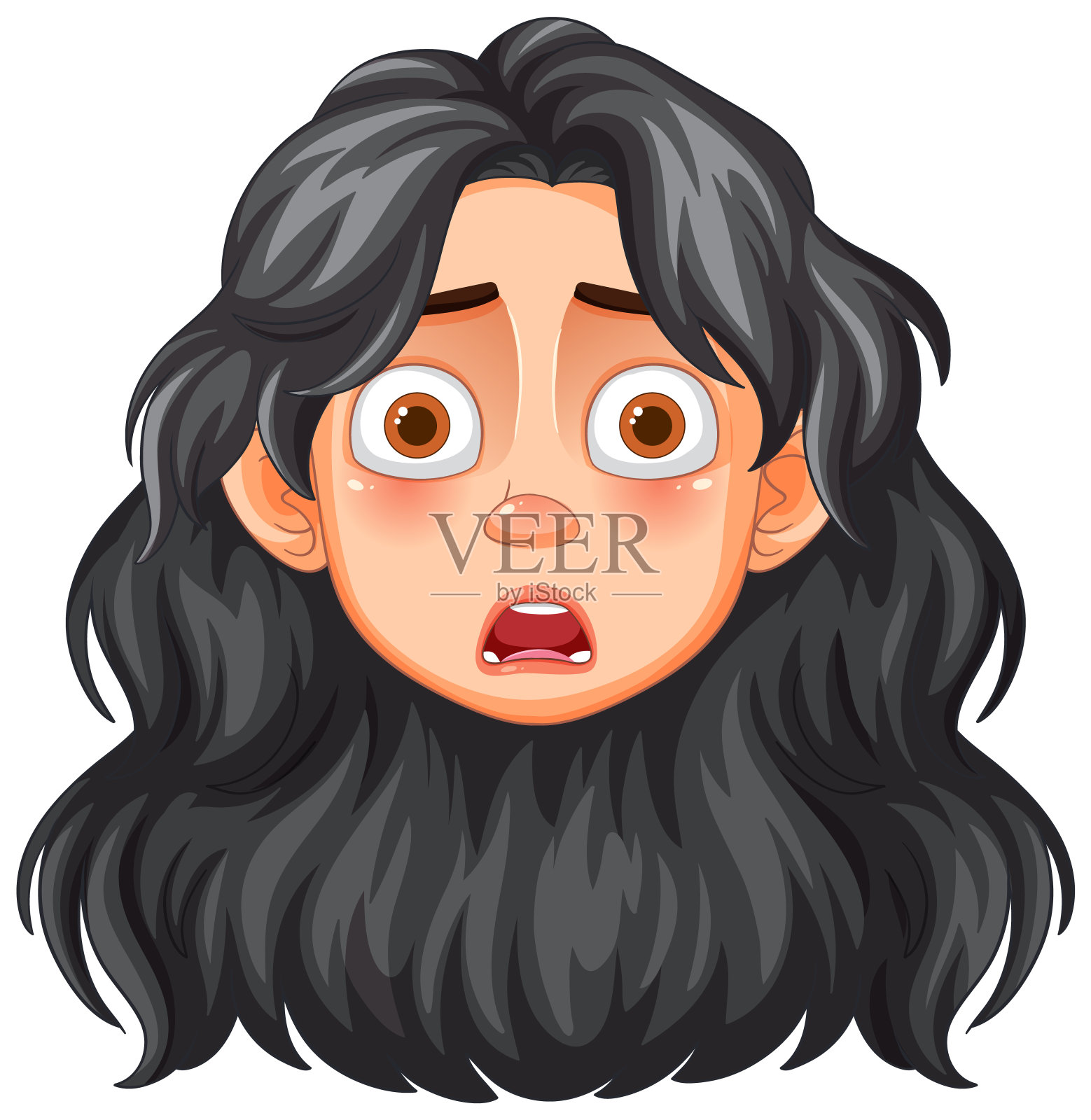 人物表情震惊，眼睛睁得大大的插画图片素材