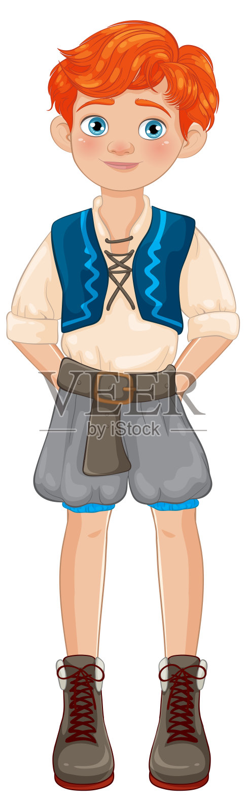 一个穿着传统服装的男孩的插图插画图片素材