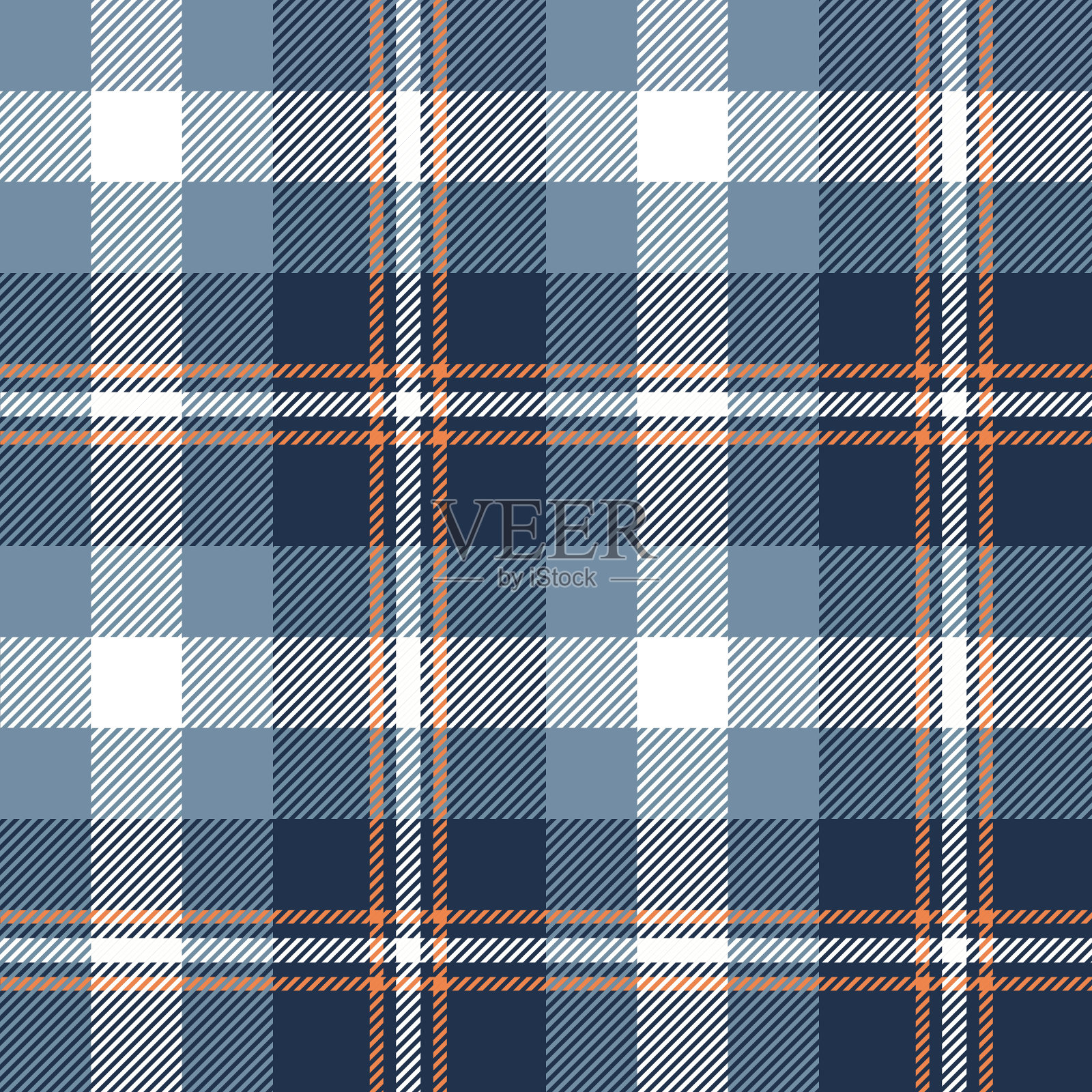 格纹格子无缝重复图案。这是一个蓝色，海军蓝白色格子格矢量插图。插画图片素材