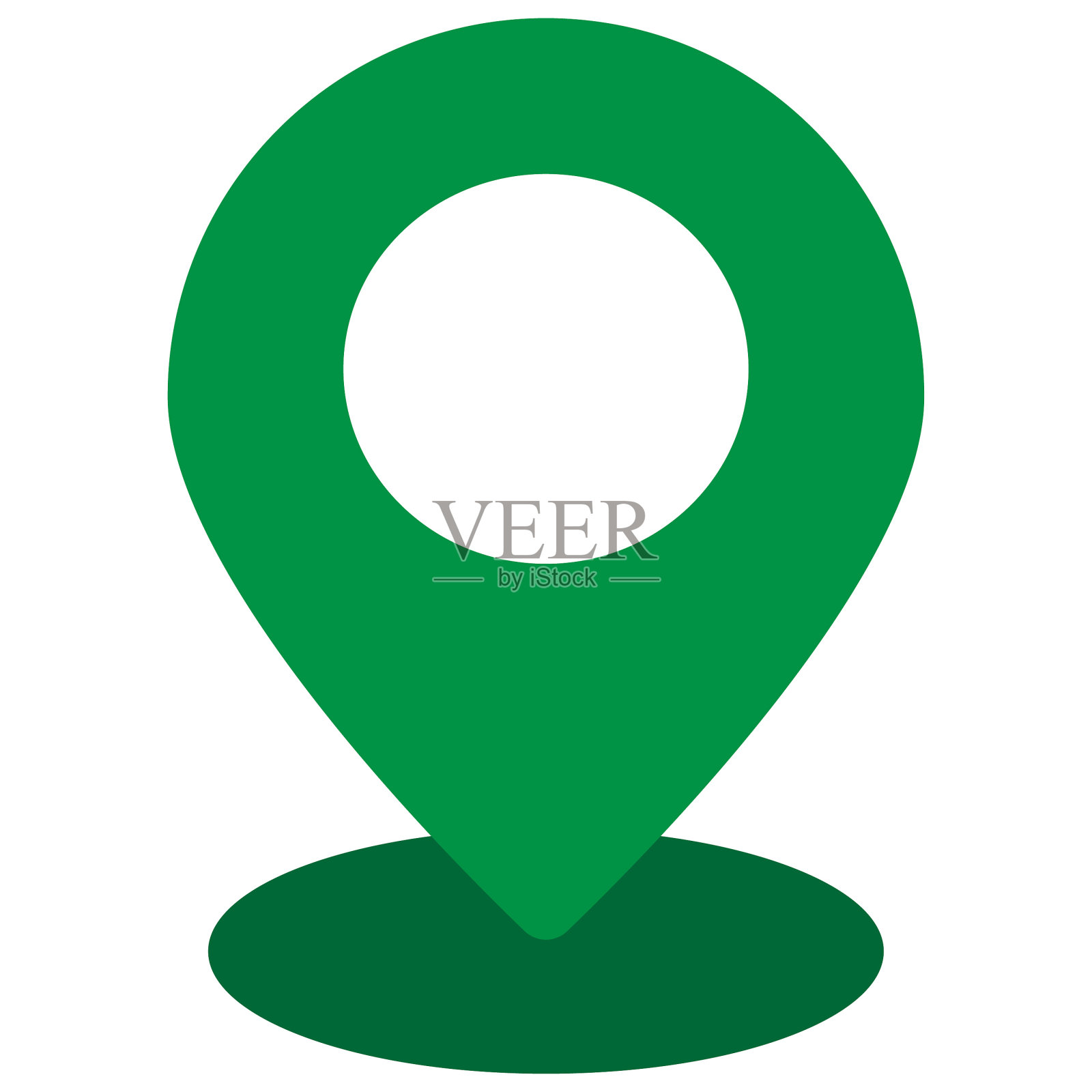 带有绿色阴影的绿色地图别针插画图片素材