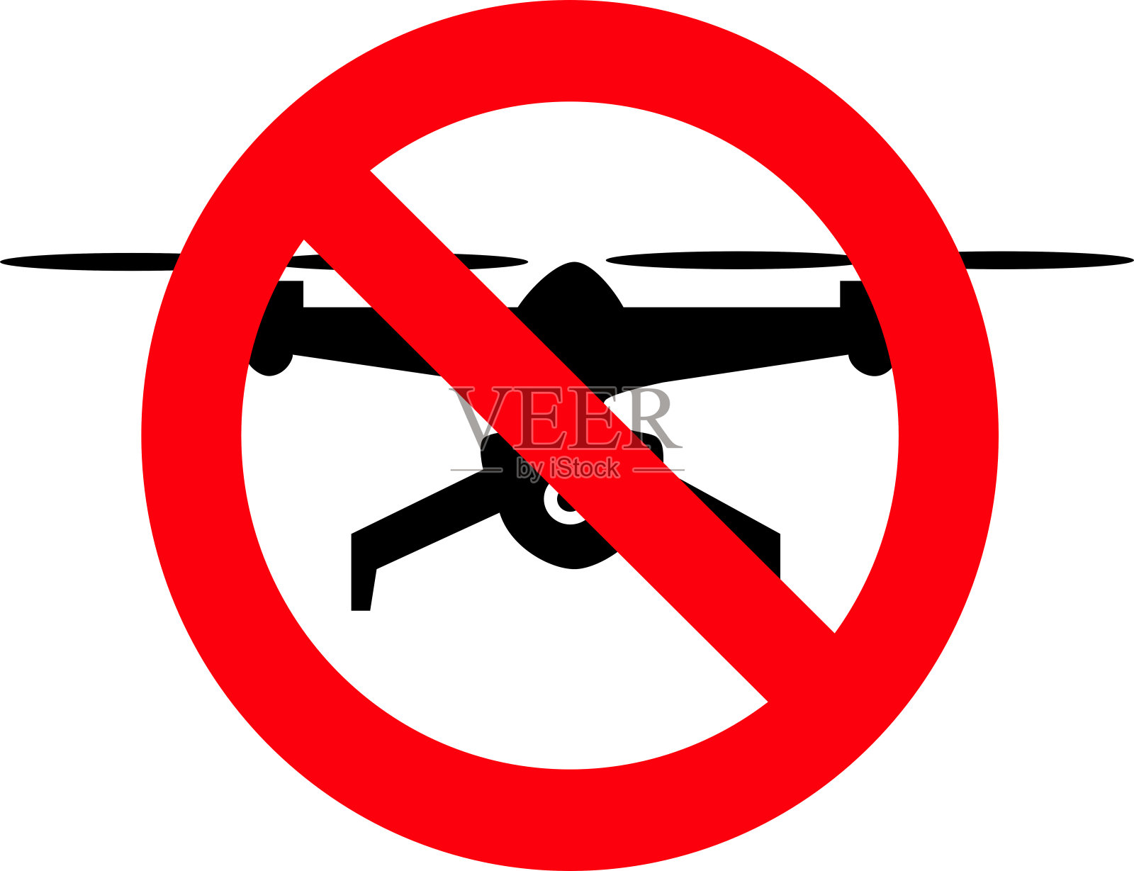 无人机禁飞区信息标志区域特写。插画图片素材