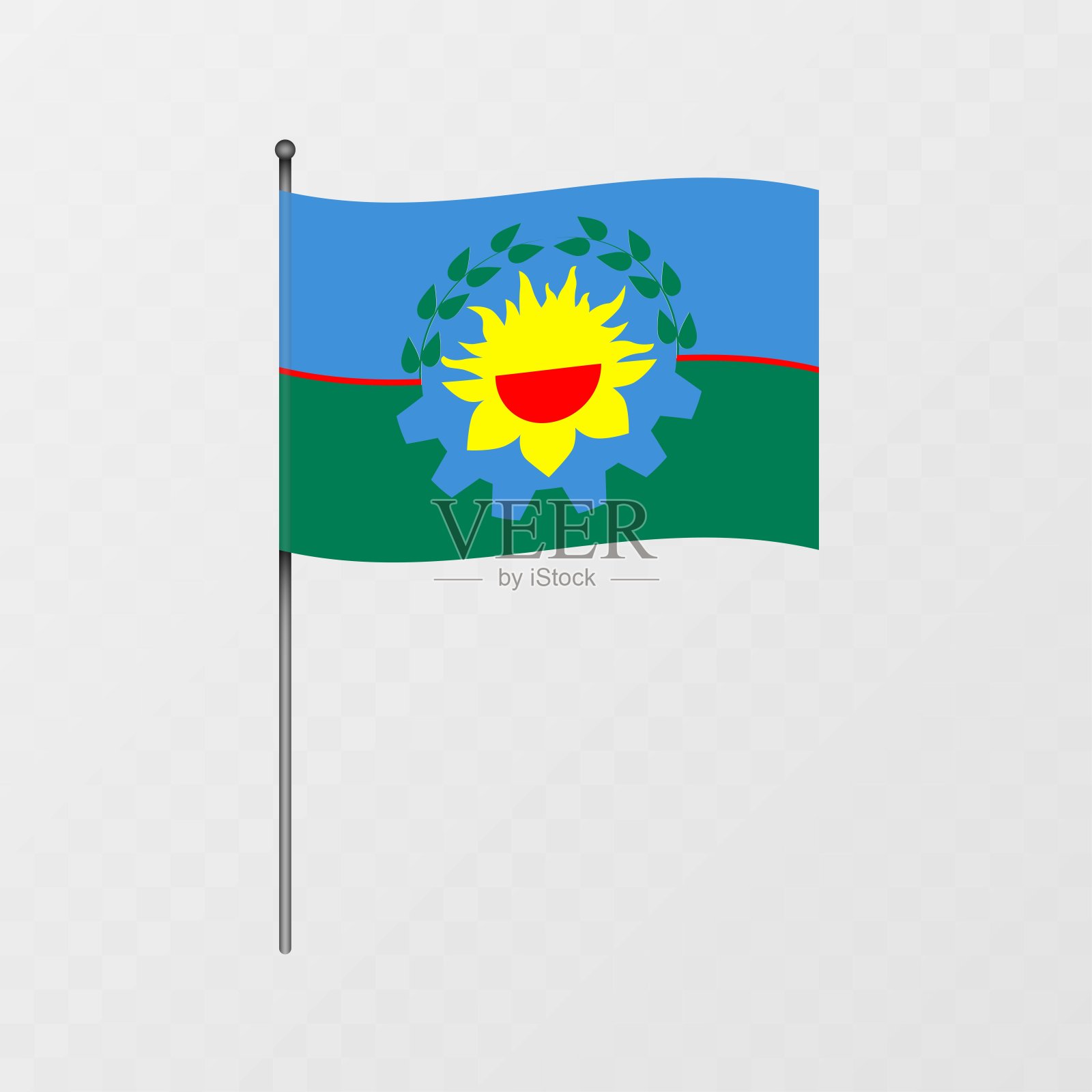 旗杆上的布宜诺斯艾利斯地区旗帜。矢量插图。插画图片素材