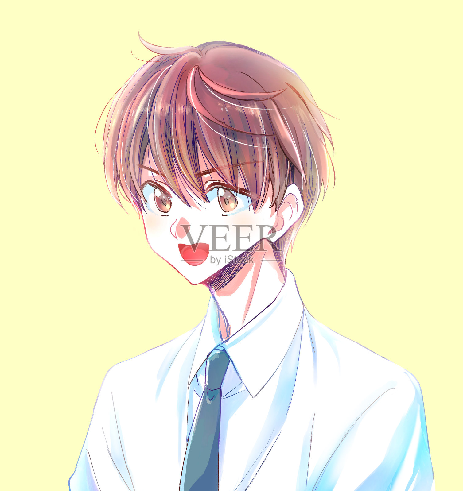 一个充满热情和活力的男生插画图片素材