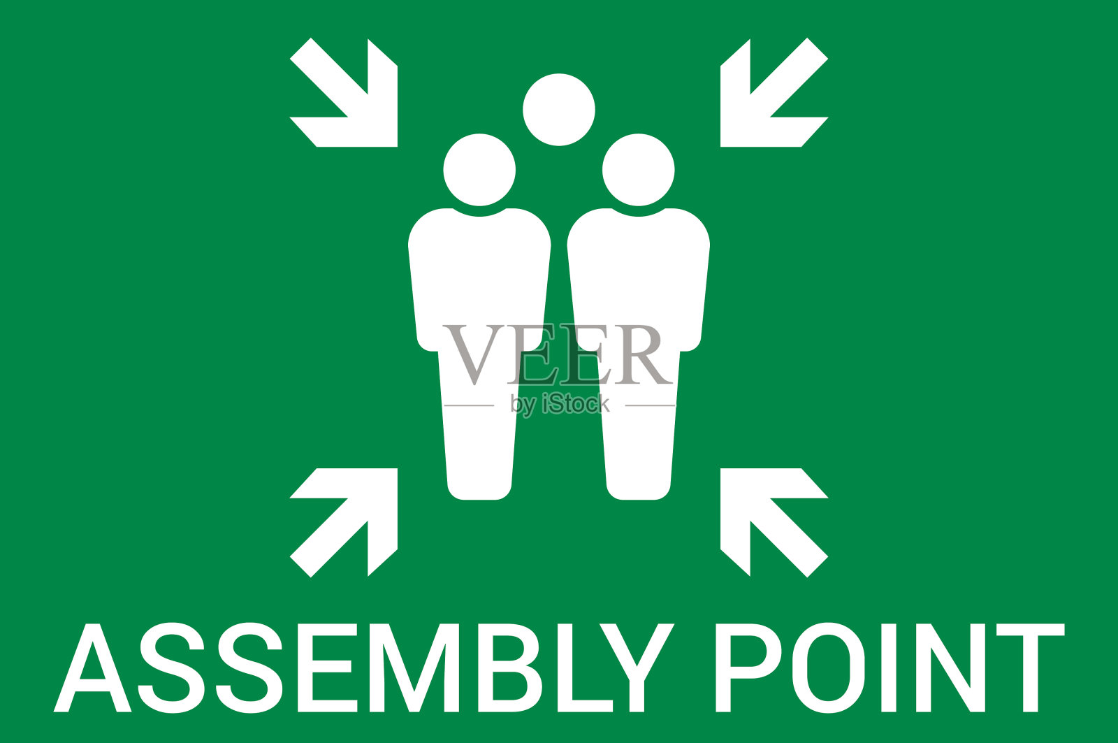 紧急疏散集合点标志。装配点图标。安全标志。疏散计划。矢量图插画图片素材