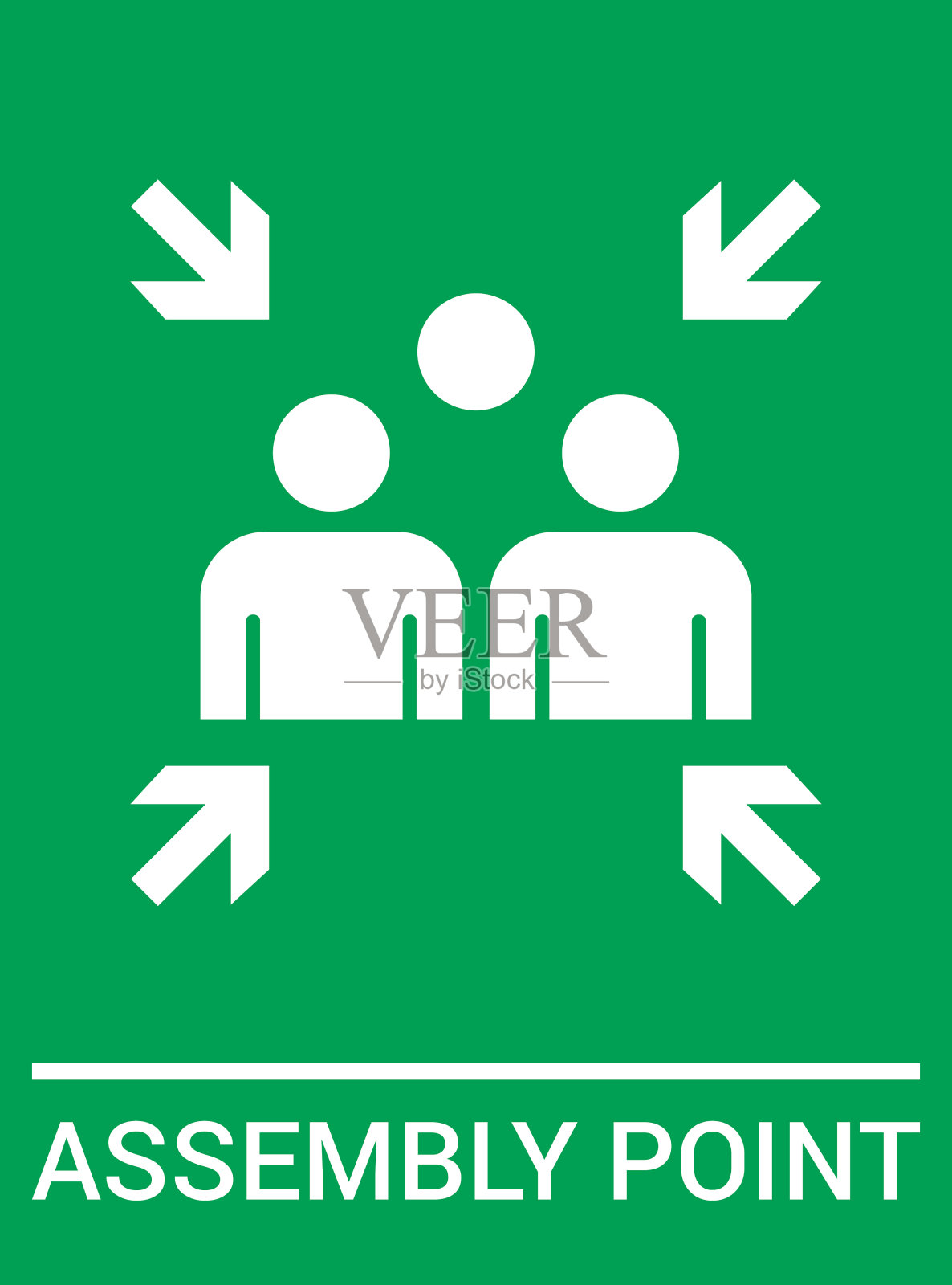紧急疏散集合点标志。装配点图标。安全标志。疏散计划。矢量图插画图片素材