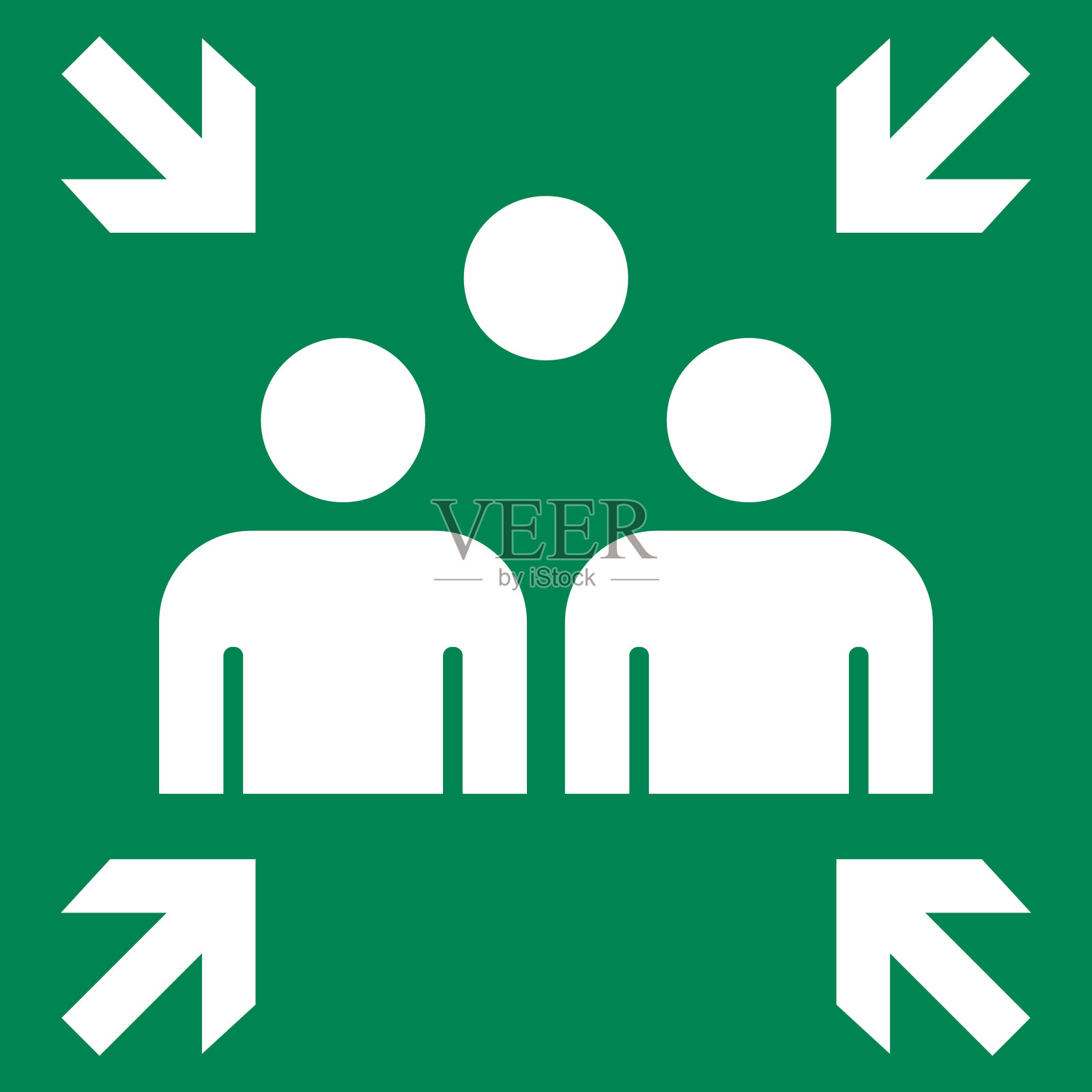 紧急疏散集合点标志。装配点图标。安全标志。疏散计划。矢量图插画图片素材