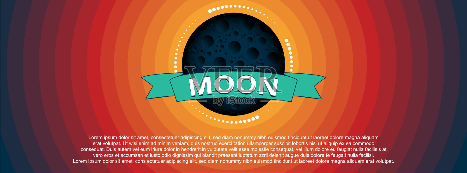 抽象的彩色夏季旗帜与月亮，矢量插图插画图片素材