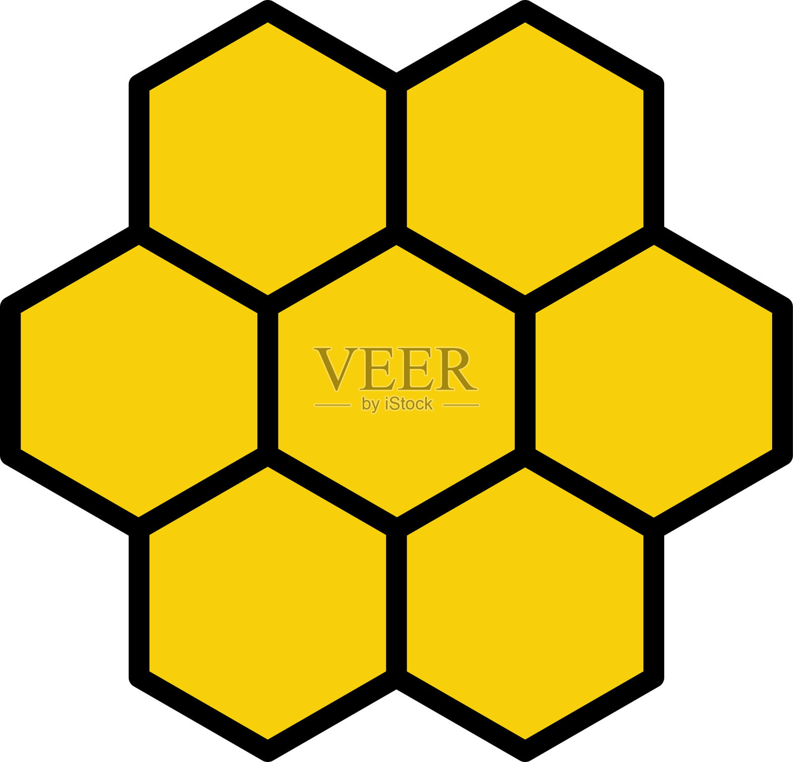 蜂窝图标。蜂房是蜜蜂的天然标志。黄色蜂窝符号。蜂窝六边形。矢量图插画图片素材