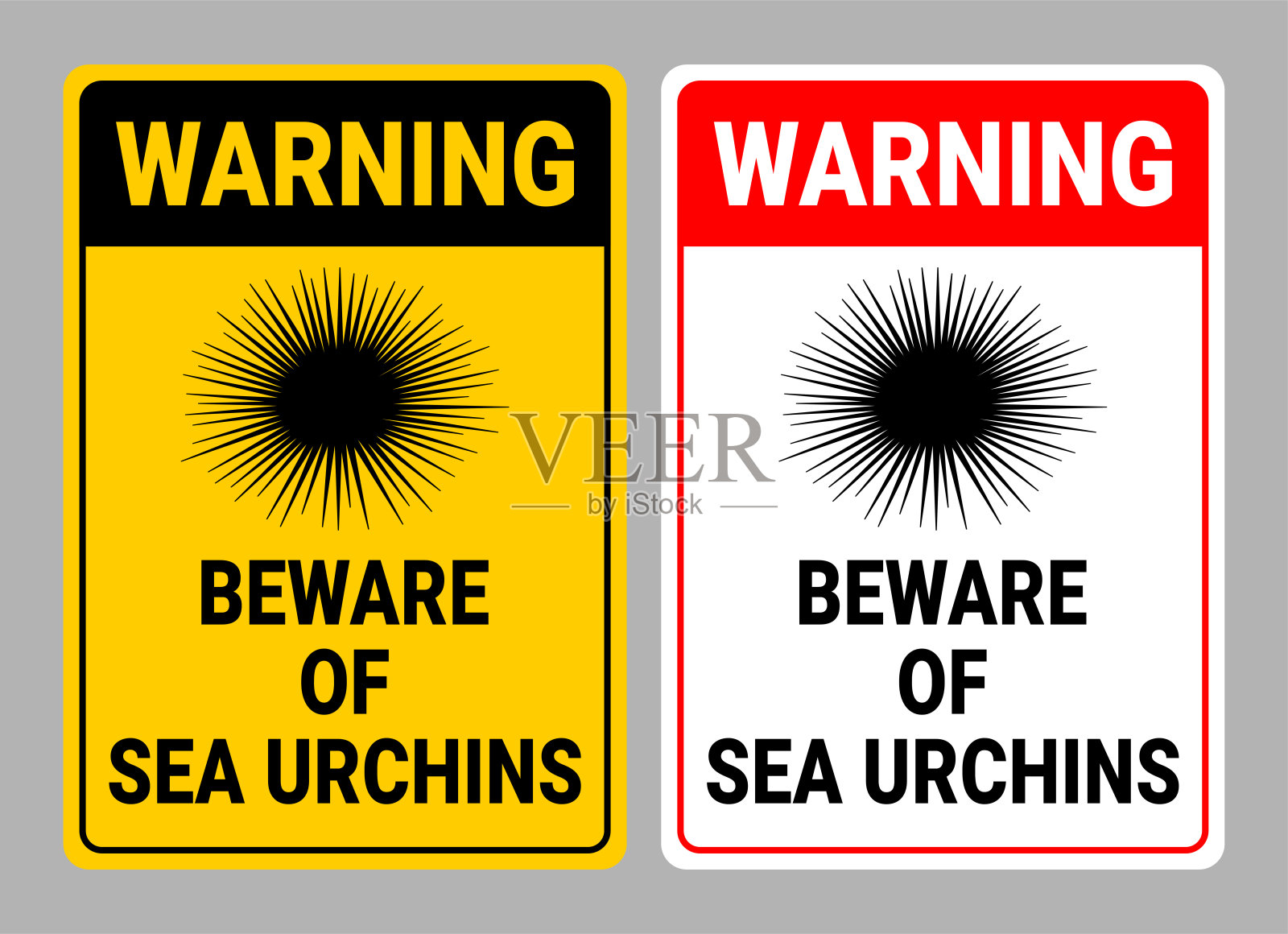 小心海胆标志集插画图片素材