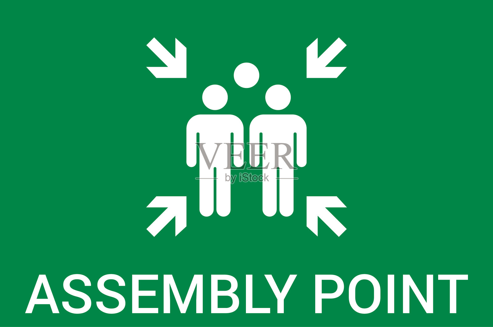 紧急疏散集合点标志。装配点图标。安全标志。疏散计划。矢量图插画图片素材