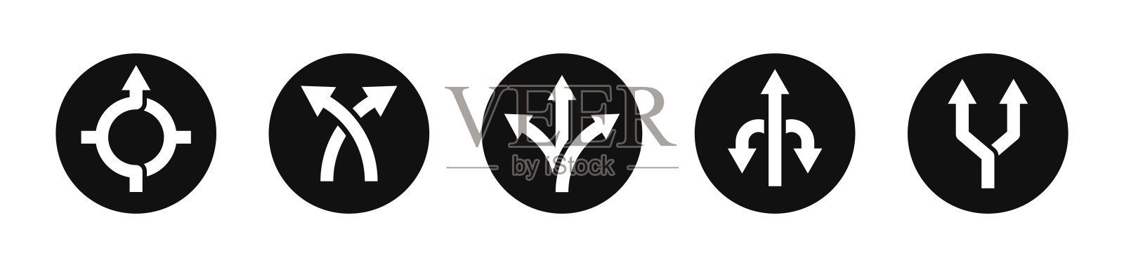 路向箭头。道路方向箭头设置。导航箭头。路的箭插画图片素材