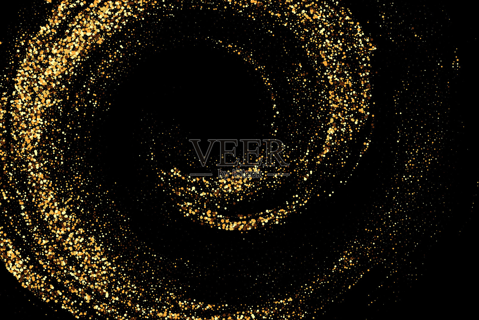 黑色背景上散落的金颗粒。节日背景或设计元素。插画图片素材