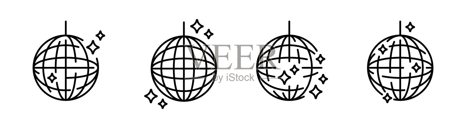 闪闪发光的迪斯科球图标。闪亮的镜子球，用于夜总会派对。党discoball。插画图片素材