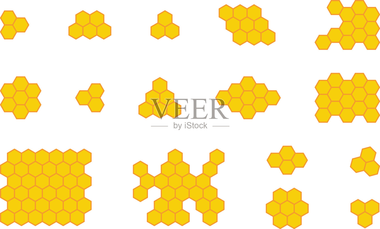 蜂窝图标。蜂房是蜜蜂的天然标志。黄色蜂窝符号。蜂窝六边形。矢量图插画图片素材