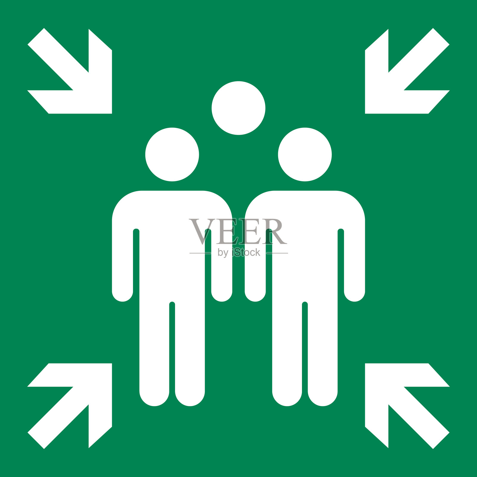 紧急疏散集合点标志。装配点图标。安全标志。疏散计划。矢量图插画图片素材