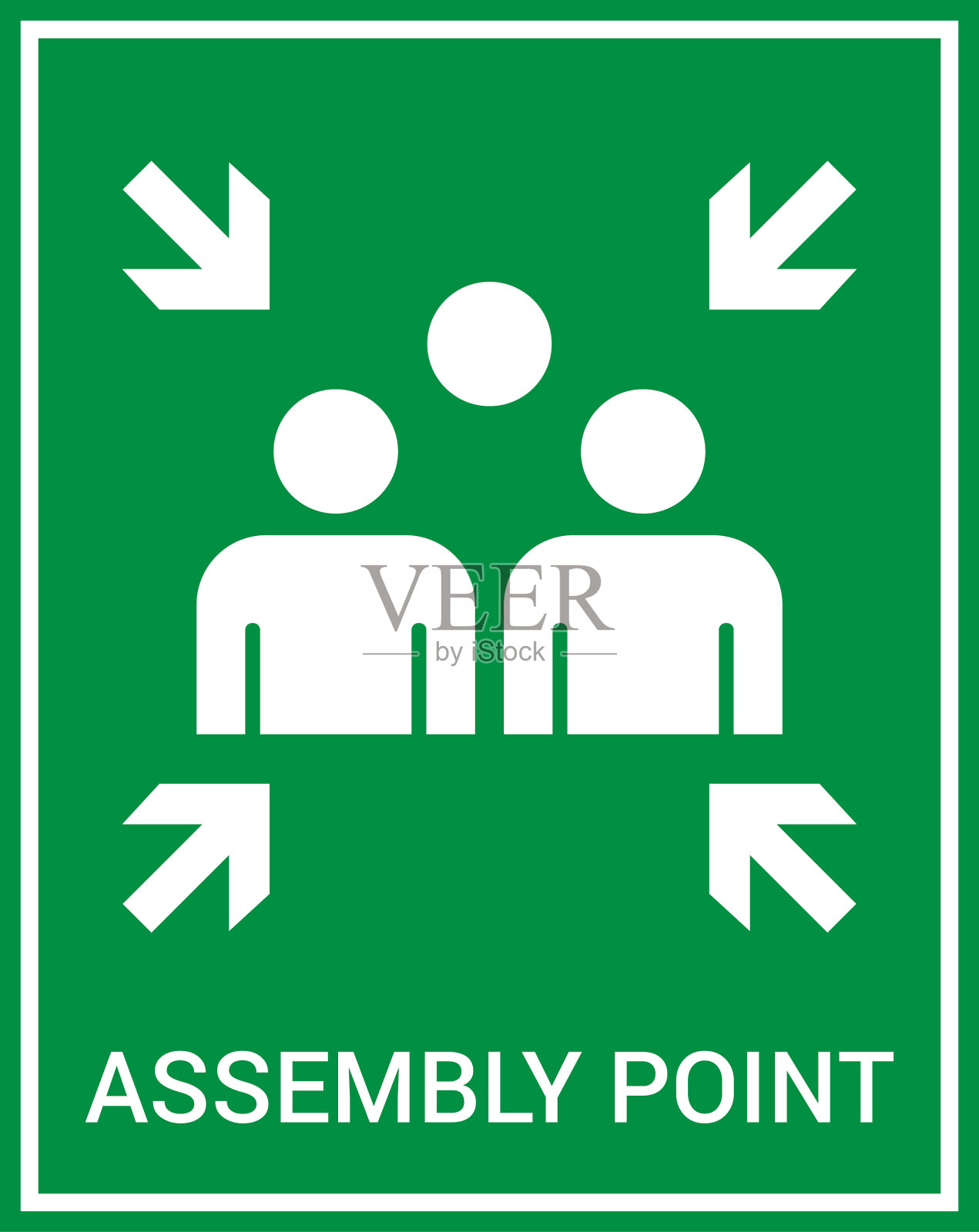 紧急疏散集合点标志。装配点图标。安全标志。疏散计划。矢量图插画图片素材