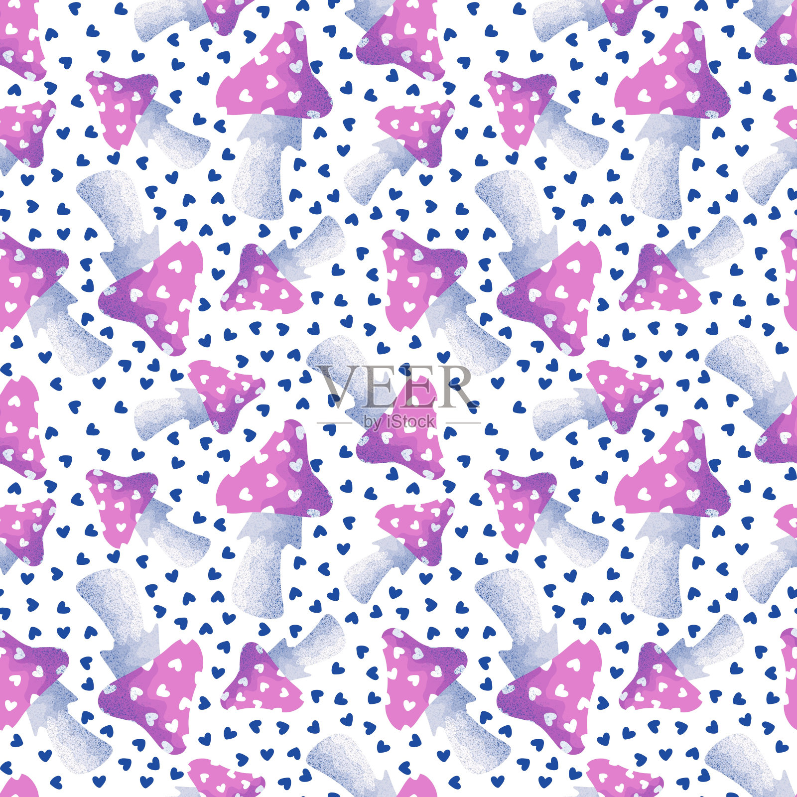 蘑菇无缝图案用于包装纸和织物及包装插画图片素材