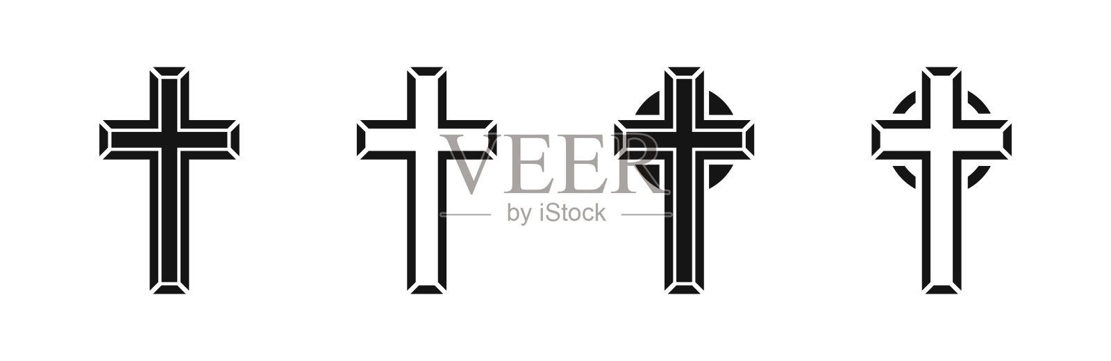 基督教的十字架。一套十字架。设置基督教十字矢量符号。插画图片素材