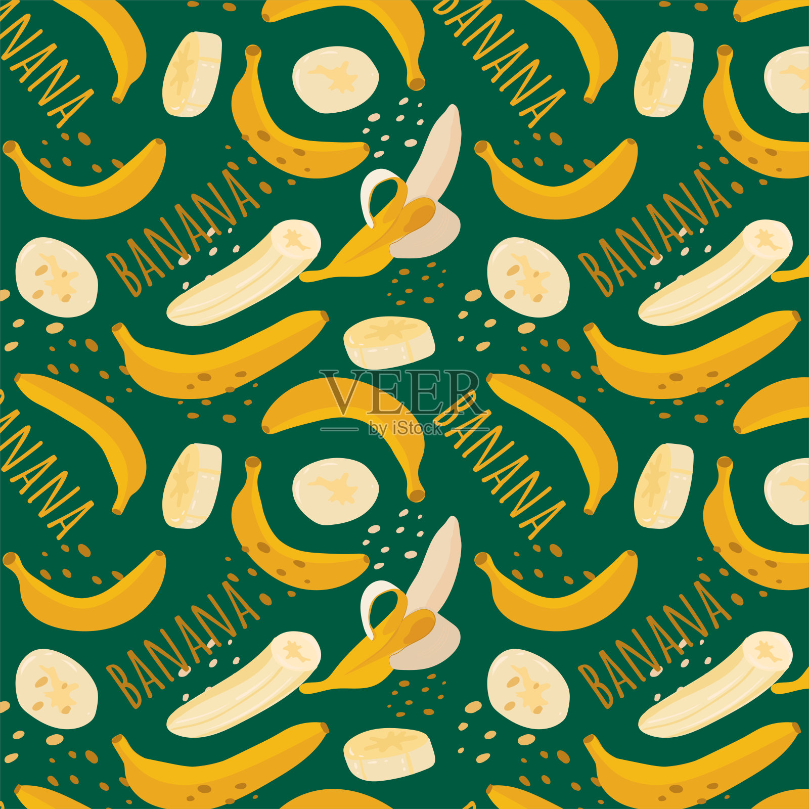 抽象香蕉图案在平面风格.新鲜,水果美味无缝花纹.向量的背景