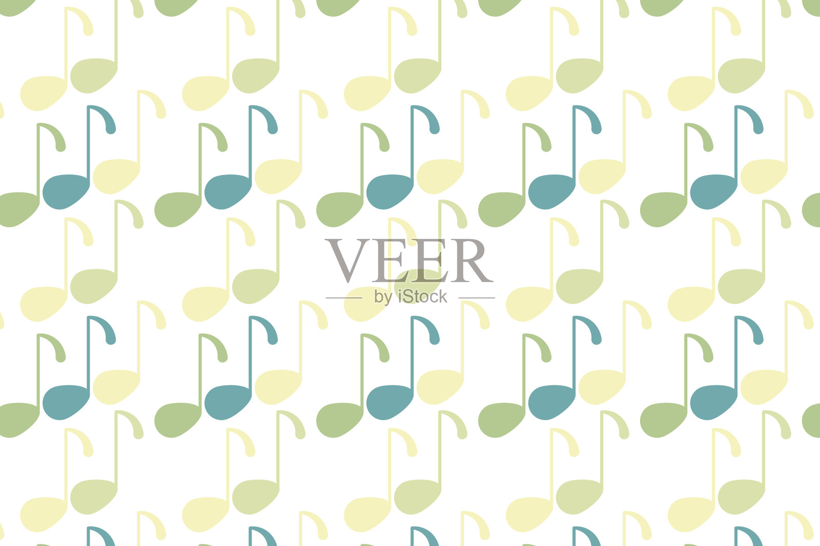 无缝图案与音乐彩色音符在白色背景股票插图插画图片素材