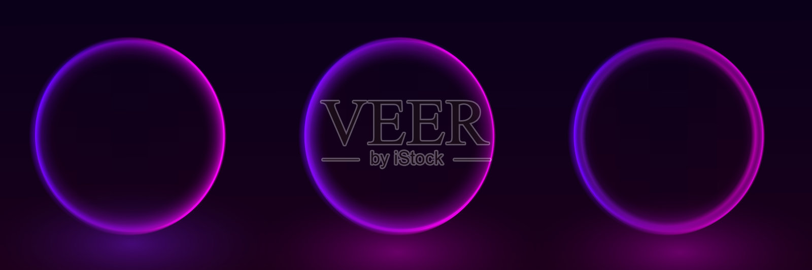一套霓虹灯圆形框架与光的效果。插画图片素材