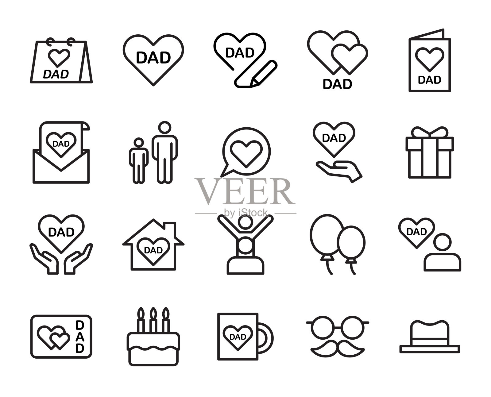 父亲节快乐图标集插画图片素材