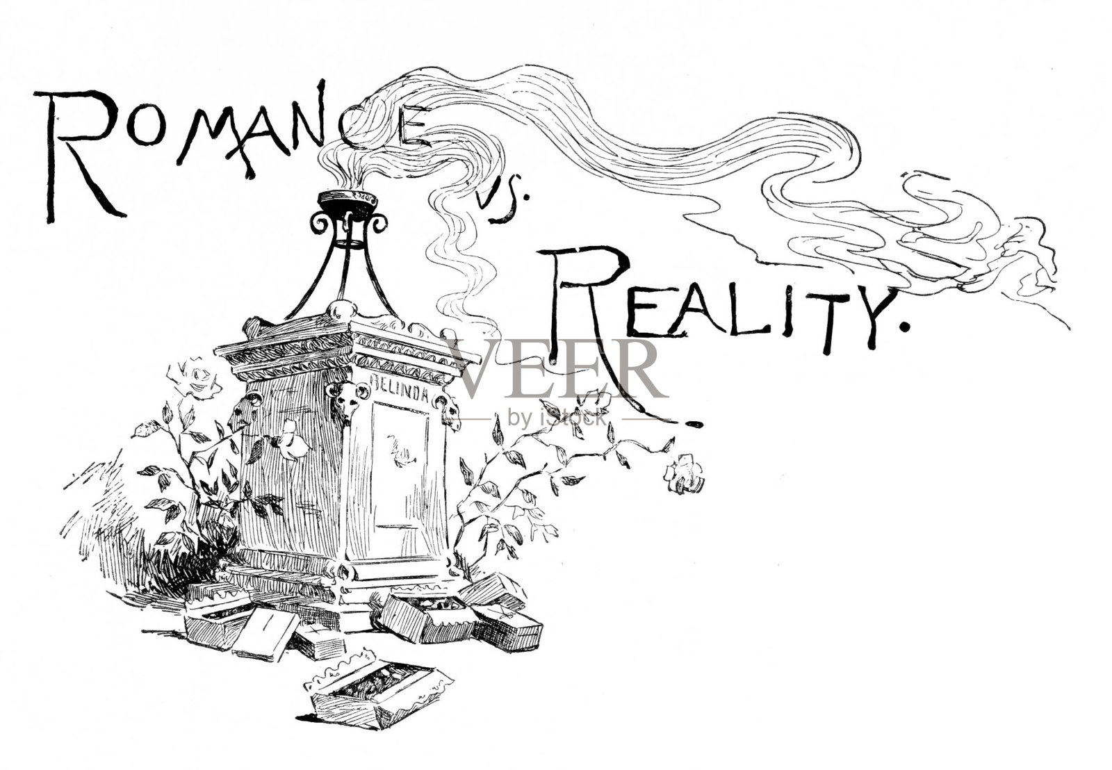 浪漫与现实，概念，复制空间插画图片素材