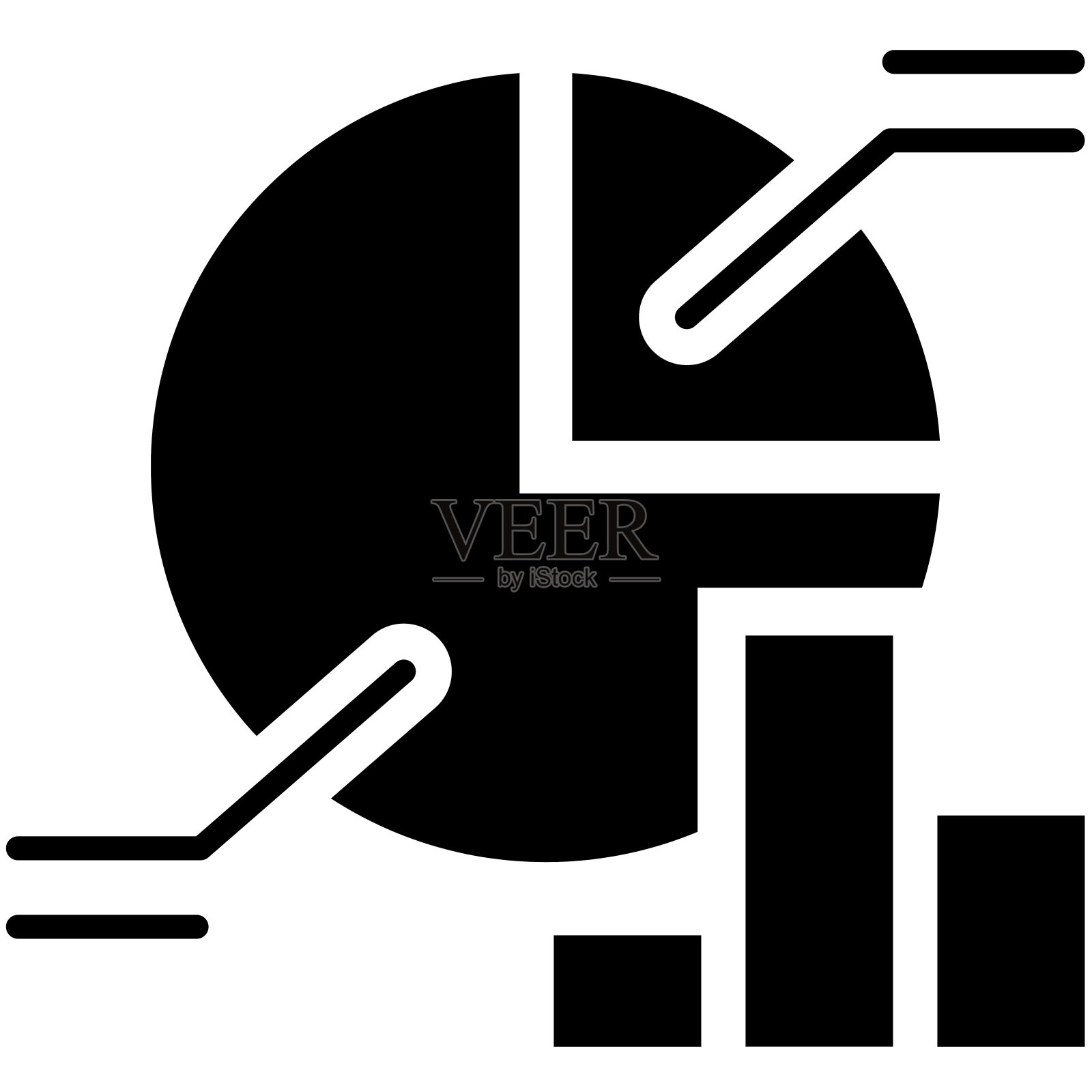 黑色饼图图标包插画图片素材