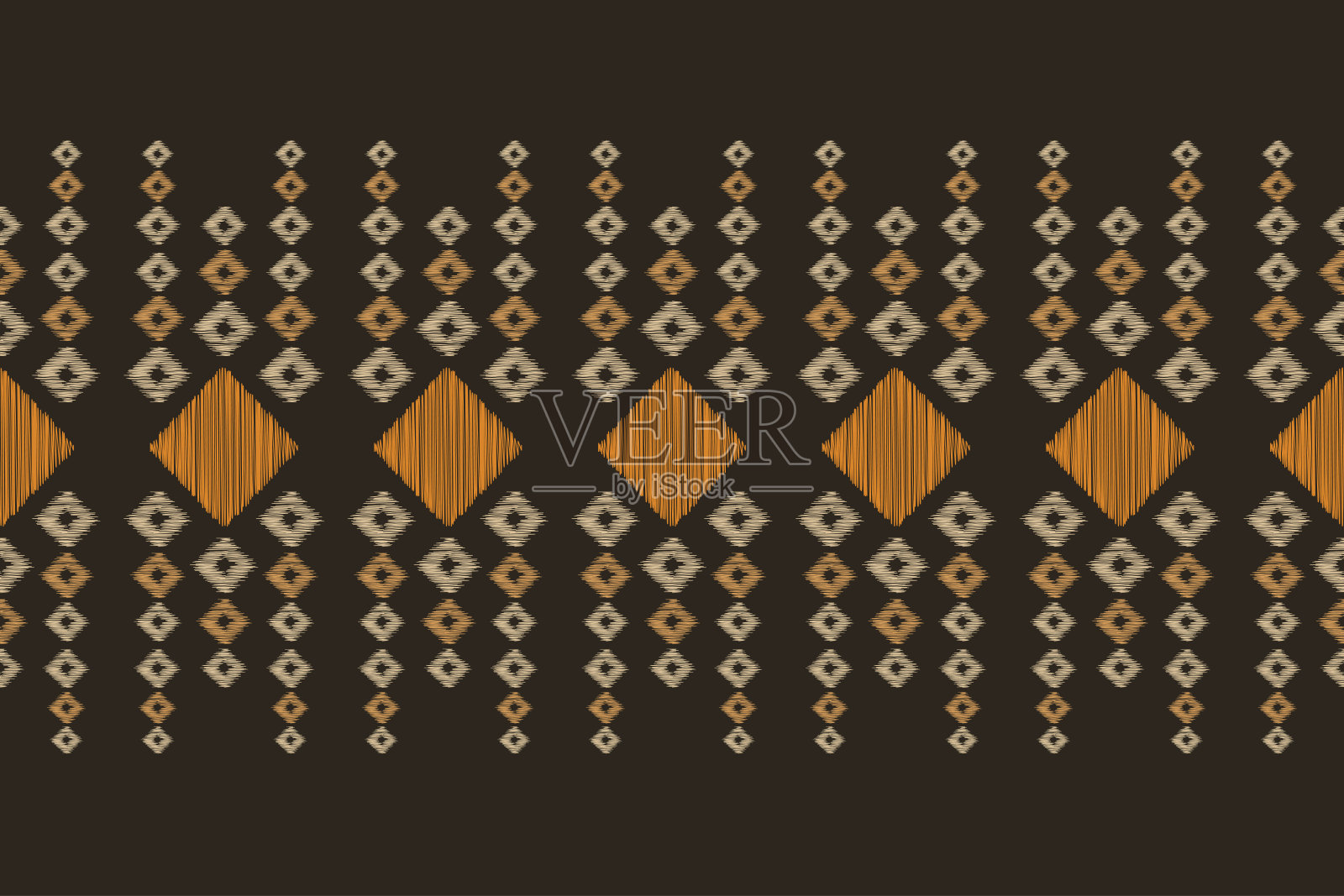 传统民族伊卡图案图案几何风格的织物。非洲伊卡特刺绣民族东方图案棕色背景壁纸。抽象,向量,illustration.Texture、框架、装饰。插画图片素材