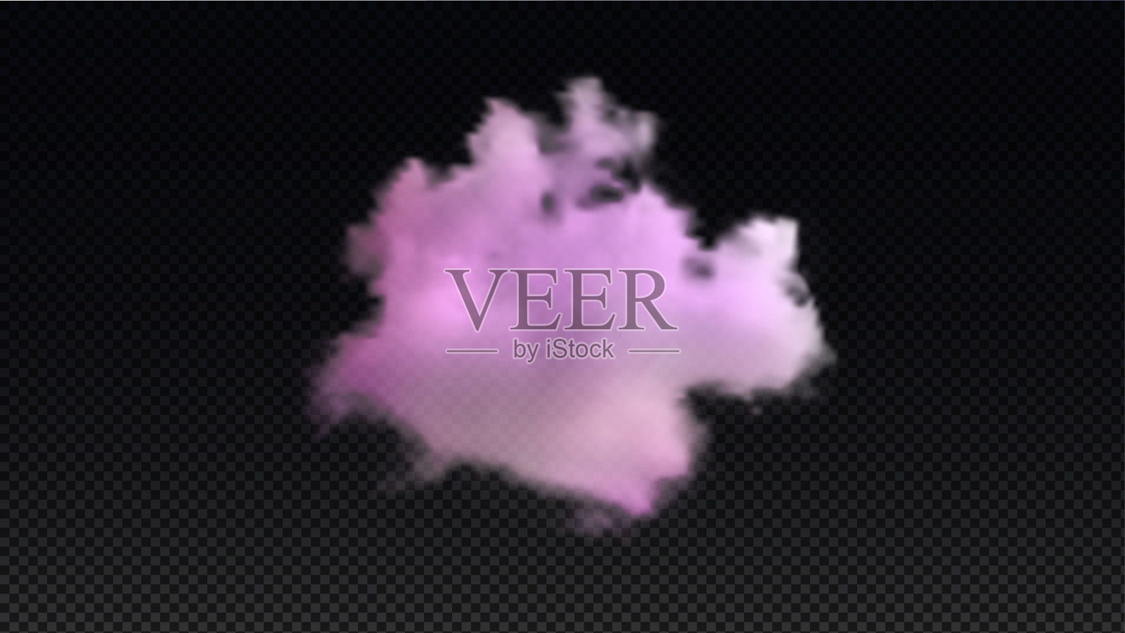 矢量插图的一个粉红色的云在一个黑色孤立的背景。插画图片素材