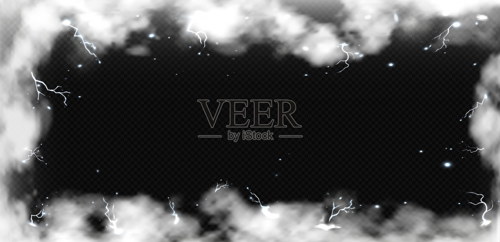 框架与抽象蓬松的雾与闪电在矢量格式。插画图片素材