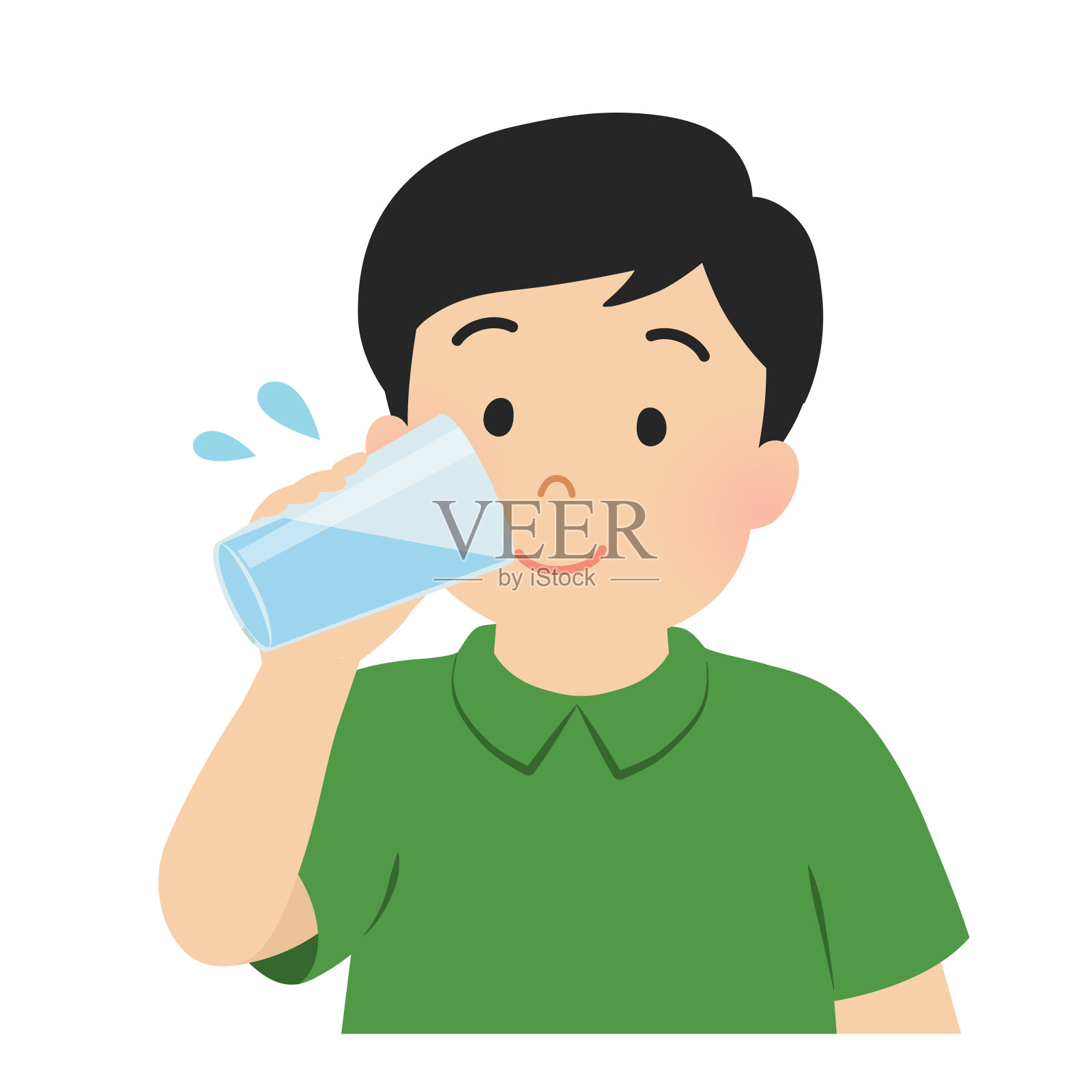 矢量插图的一个人喝水插画图片素材