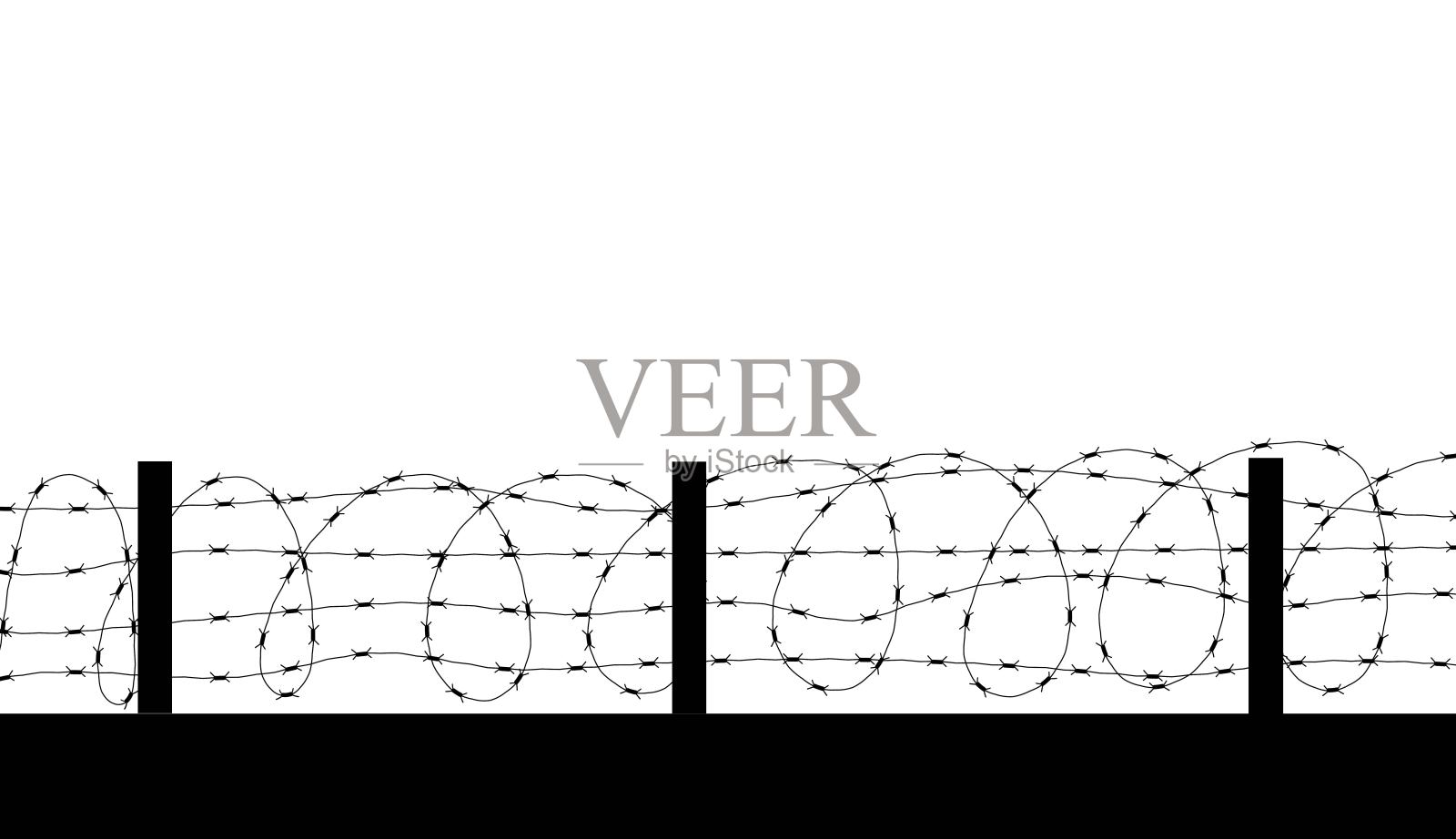 铁丝网隔离插画图片素材
