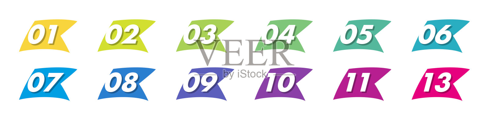 从1到12的项目符号编号列表标记插画图片素材