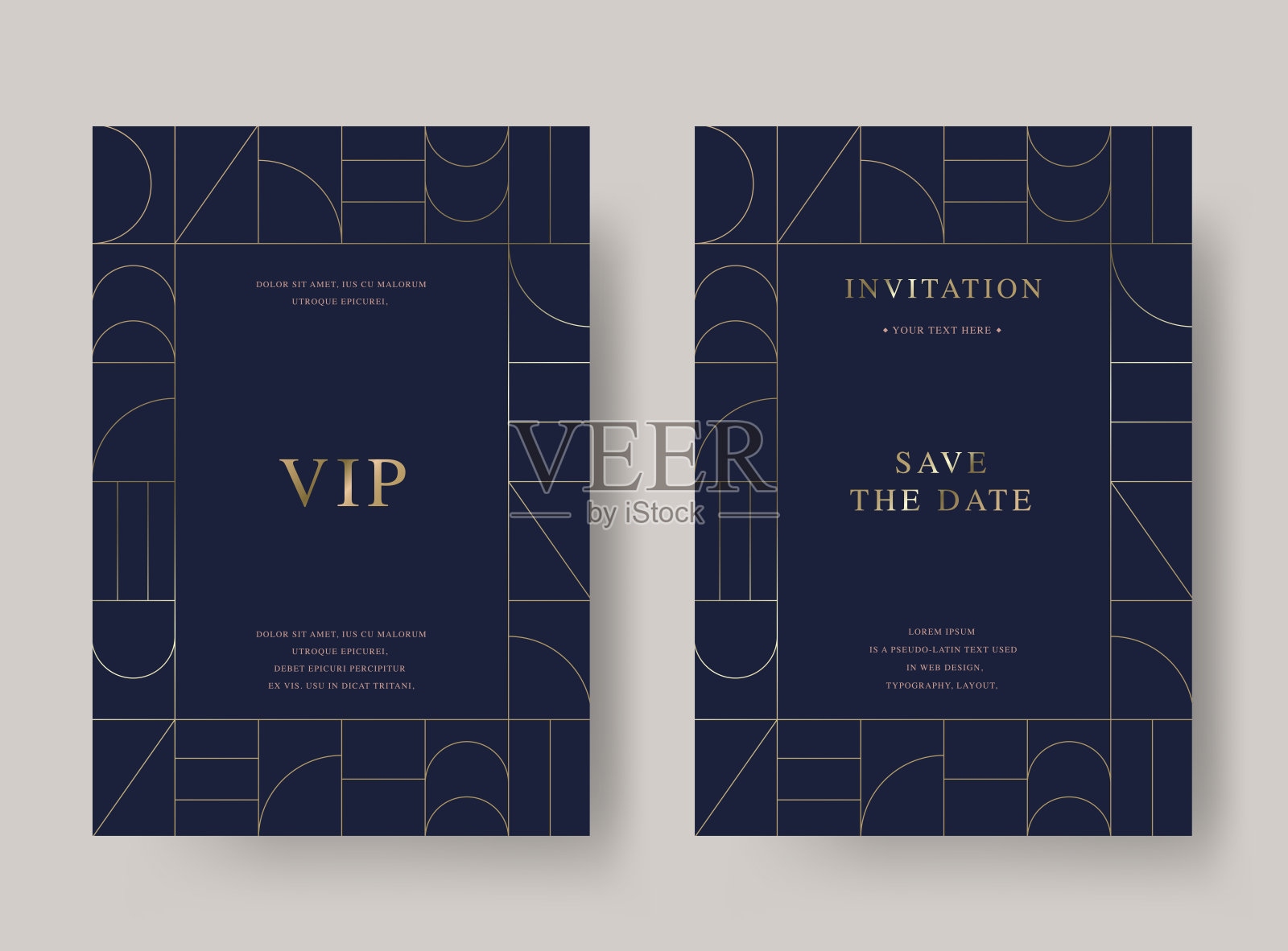 豪华复古金矢量邀请卡模板插画图片素材