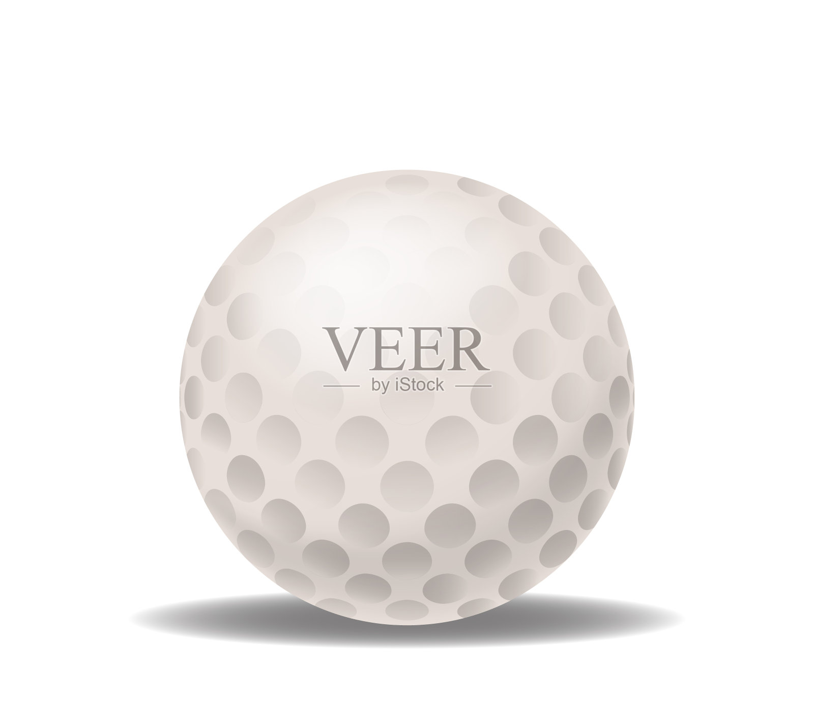 现实的三维矢量高尔夫球与酒窝隔离在白色背景。运动、高尔夫和户外活动插画图片素材